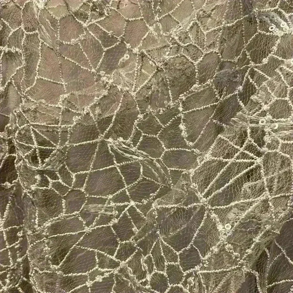 Mac Duggal Long Sleeve V Neck Midi Dress in Platinum 12408 Size 14 NWT - Picture 12 of 14